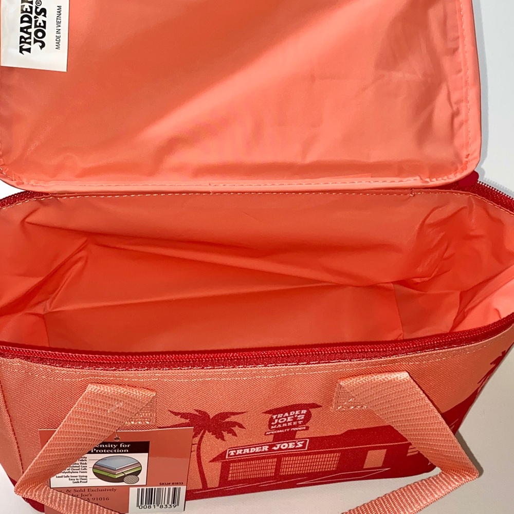 NWT Trader Joe’s Set of 2 MINI BLUE & MINI PEACH Insulated Cooler Bags. - Picture 5 of 10